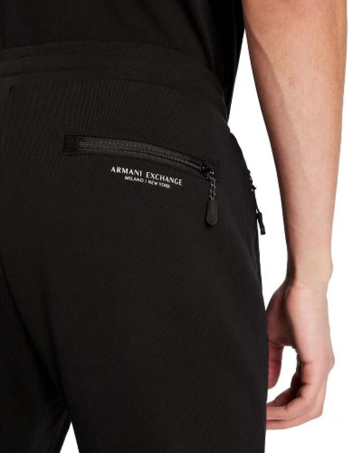 Armani Exchange Zwarte broek met vetersluiting en voorzakken Black Heren - Foto 8
