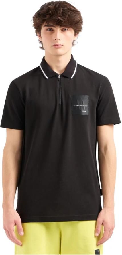 Armani Exchange Zip Neck Katoenen Polo Black Heren