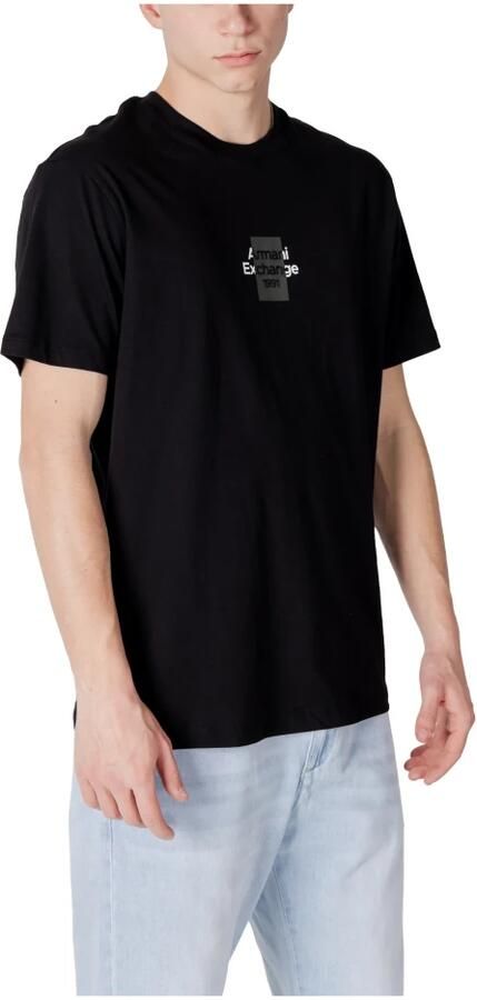 Armani Exchange Zwart Bedrukt Ronde Hals T-shirt Black Heren