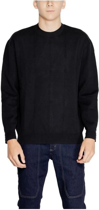 Armani Exchange Geruite gebreide trui met lange mouwen en ronde hals Black Heren - Foto 4