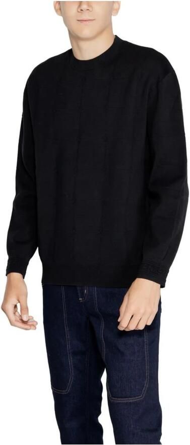 Armani Exchange Geruite gebreide trui met lange mouwen en ronde hals Black Heren - Foto 2