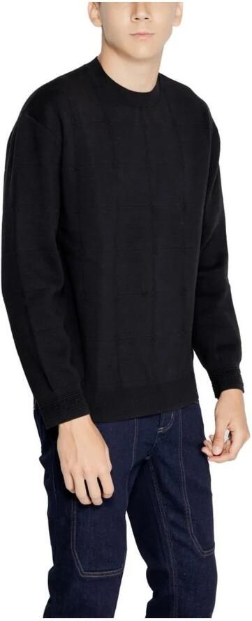 Armani Exchange Geruite gebreide trui met lange mouwen en ronde hals Black Heren - Foto 3