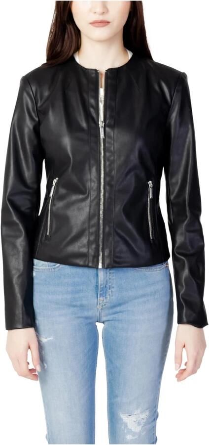 Emporio Armani Zwarte Blouson Jas Eco-Leer Koreaanse Kraag Black Dames - Foto 6
