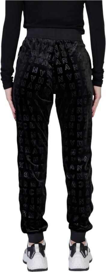 Armani Exchange Zwarte geprinte slip-on broek Black Dames