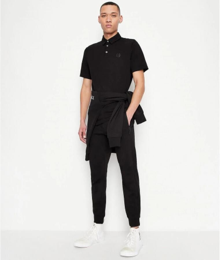Armani Exchange Zwarte broek met vetersluiting en voorzakken Black Heren - Foto 3
