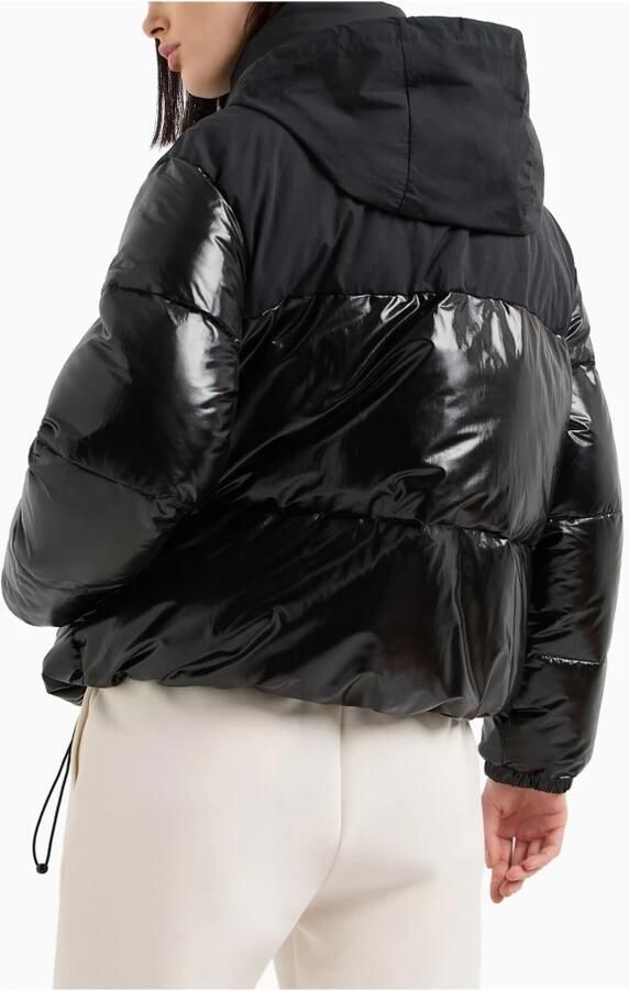 Armani Exchange Zwarte hoge nek capuchonjas Black Dames - Foto 2