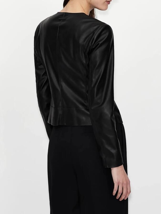 Emporio Armani Zwarte Blouson Jas Eco-Leer Koreaanse Kraag Black Dames - Foto 2