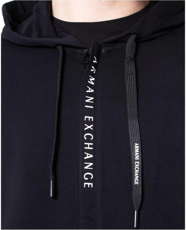 Armani Exchange Zwarte katoenen hoodie lente zomer collectie Black Heren