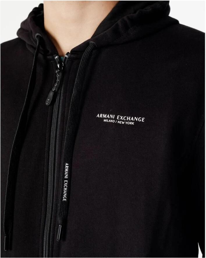 Armani Exchange Zwarte katoenen hoodie met rits Black Heren - Foto 2