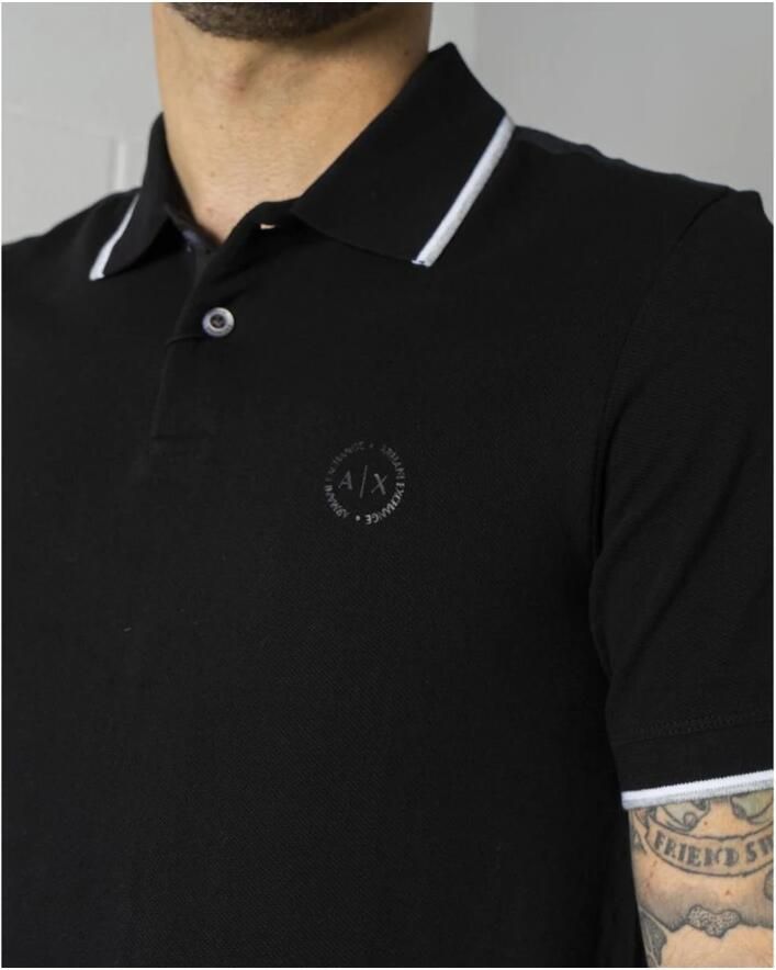 Armani Exchange Zwarte Katoenen Poloshirt Lente Zomer Collectie Black Heren