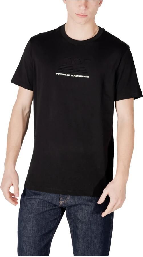 Armani Exchange Zwarte Katoenen T-shirt Korte Mouw Black Heren