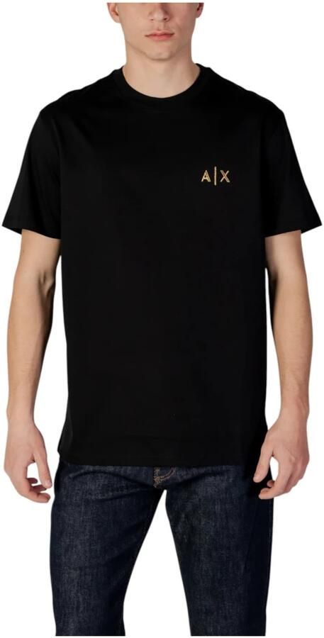 Armani Exchange Zwarte katoenen T-shirt met ronde hals Black Heren