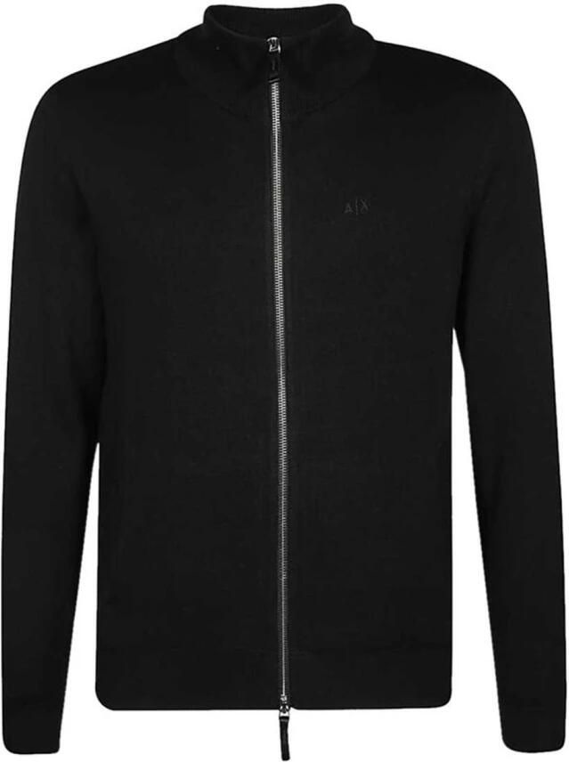 Armani Exchange Zwarte Katoenen Rits Cardigan Herfst Winter Mannen Black Heren - Foto 4