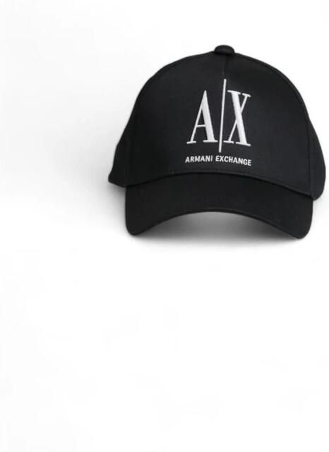 Armani Exchange Zwarte Katoenen Zonneklep Hoed voor Mannen Black Heren - Foto 2