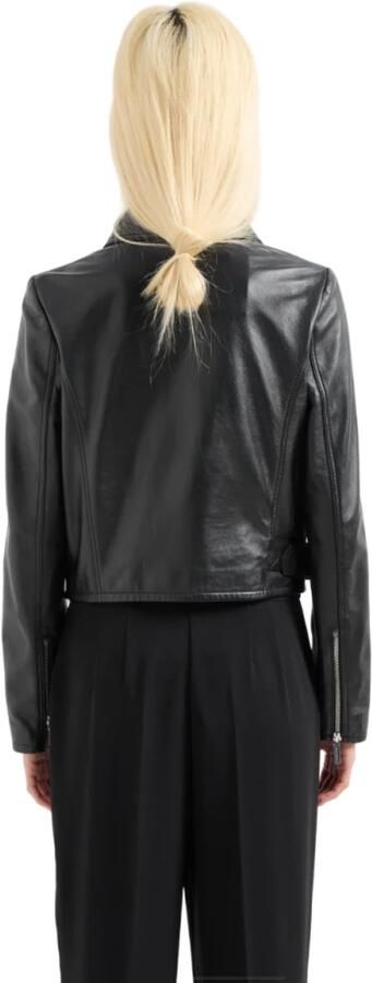 Armani Exchange Zwarte Leren Overgangsjas Black Dames - Foto 2