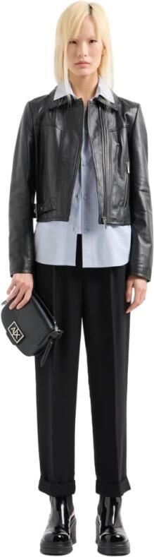 Armani Exchange Zwarte Leren Overgangsjas Black Dames - Foto 3