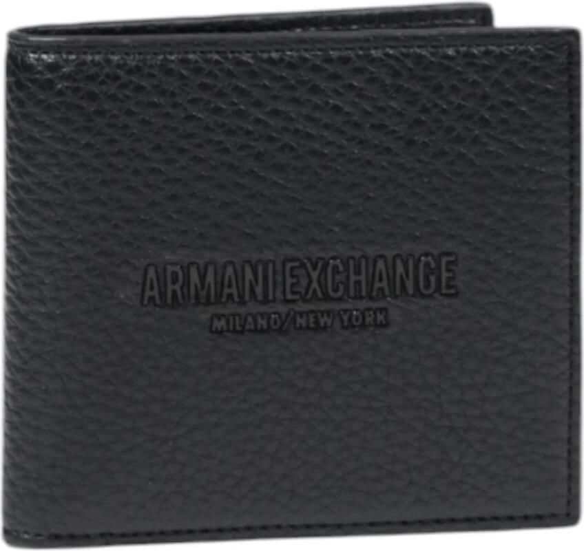 Armani Exchange Zwarte leren portemonnee met binnenzakken Black Heren - Foto 2