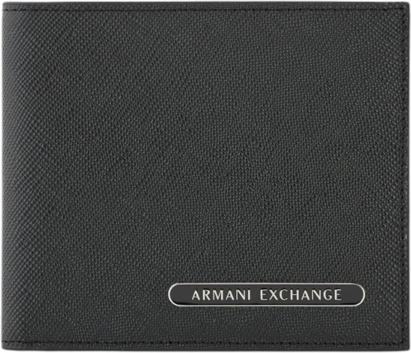 Armani Exchange Zwarte leren portemonnee met binnenzakken Black Heren - Foto 2