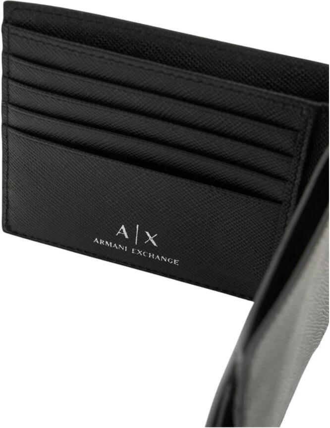 Armani Exchange Zwarte leren portemonnee met binnenzakken Black Heren - Foto 3