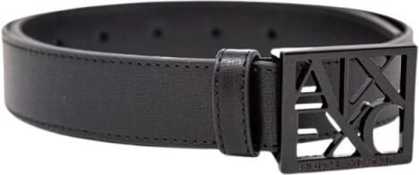 Armani Exchange Zwarte leren riem met gesp en strik Black Dames