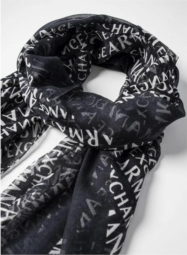 Armani Exchange Zwarte Modale Sjaal Dames Herfst Winter Collectie Black Dames