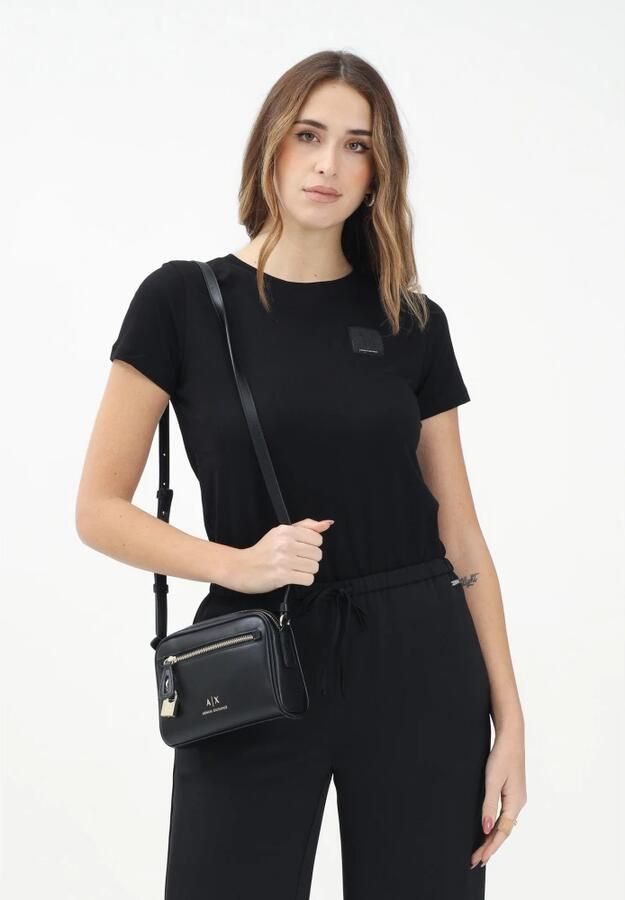 Armani Exchange Zwarte T-shirt met minimalistisch ontwerp Black Dames