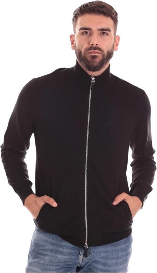 Armani Exchange Zwarte Katoenen Rits Cardigan Herfst Winter Mannen Black Heren - Foto 5