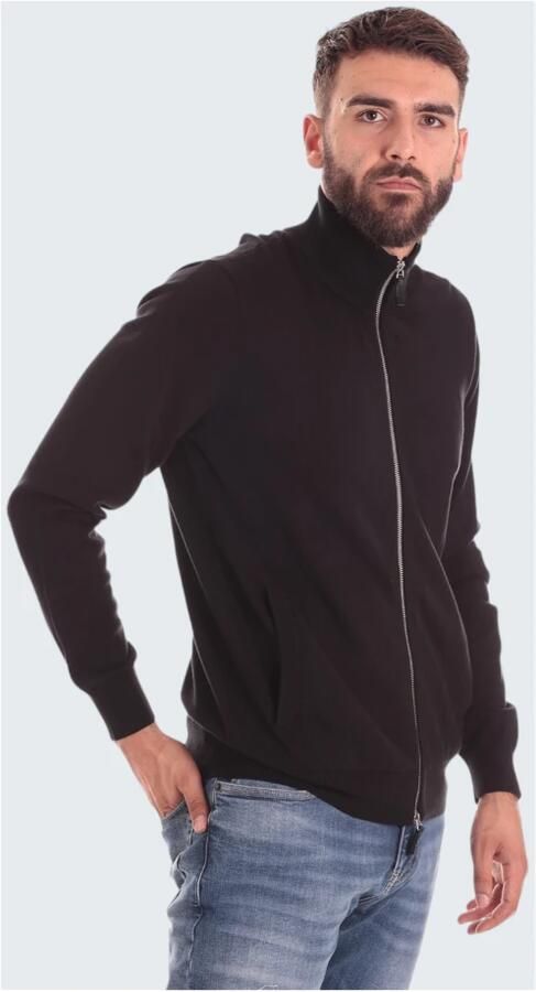 Armani Exchange Zwarte Katoenen Rits Cardigan Herfst Winter Mannen Black Heren - Foto 7
