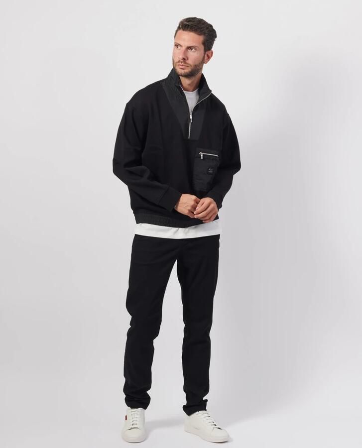 Armani Exchange Zwarte Half-Zip Sweatshirt Black Heren