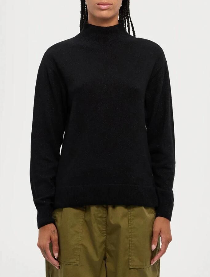 Armani Exchange Zwarte Gebreide Trui met Metalen Draad Black Dames