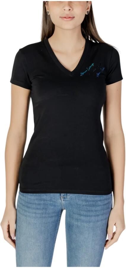 Armani Exchange Zwarte V-Hals Katoenen T-Shirt Black Dames - Foto 3
