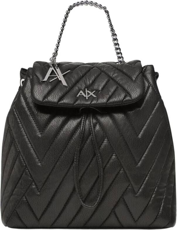Armani Exchange Zwarte Bucket Bag Rugzak met Niet-Afneembare Decoratie Black Dames