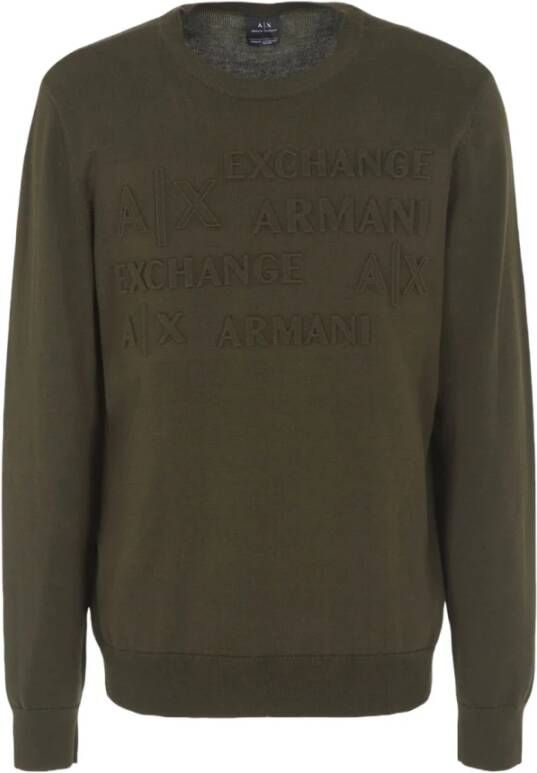 Armani Exchange Biologisch katoenen trui met geribbelde details Groen Heren