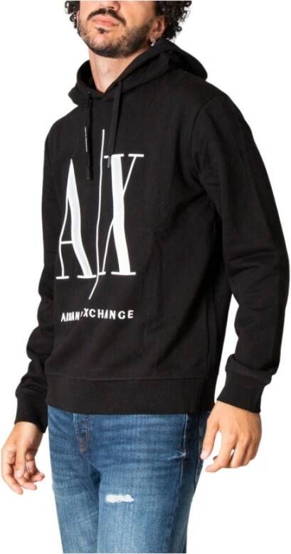 Armani Exchange Zwarte Sweatshirt met Capuchon en Geborduurd Logo Black Heren