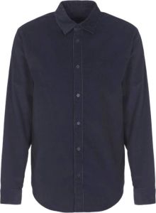 Armani Exchange Blauwe Katoenen Corduroy Overhemd met Klassieke Kraag Blauw Heren