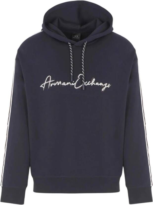 Armani Exchange Preppy Sporty College Stijl Navy Blauwe Sweatshirt Blue Heren - Foto 2