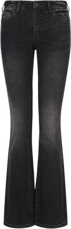 Emporio Armani Flared Leg Stone Washed Jeans voor vrouwen Black Dames