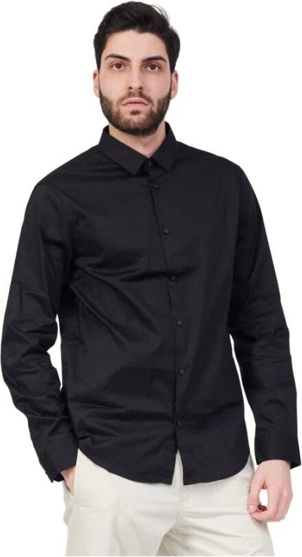 Emporio Armani Zwarte Logo Contrast Basic Shirt Black Heren