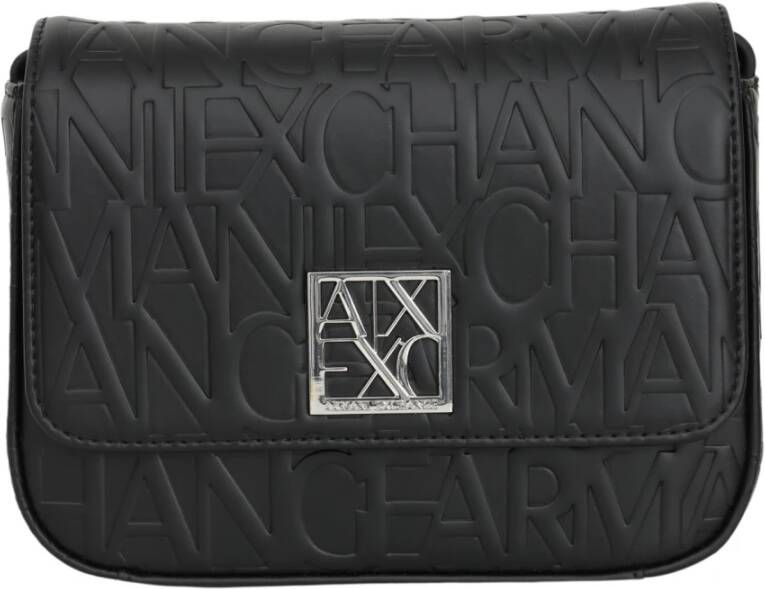 Armani Exchange Zwarte Logo Schoudertas voor Vrouwen Black Dames