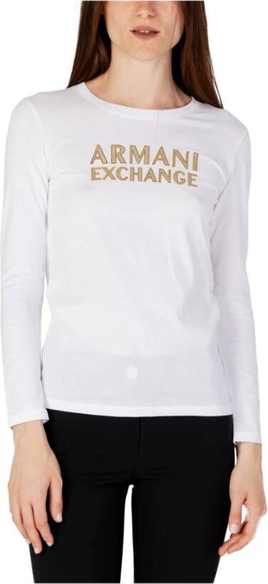 Armani Exchange Dames Witte T-shirt met Lange Mouwen White Dames