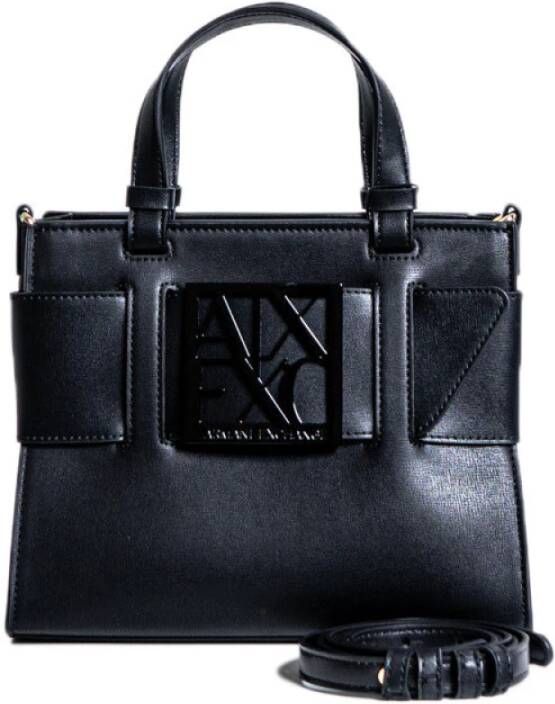 Armani Exchange Zwarte handtas met gouden metalen details Black Dames