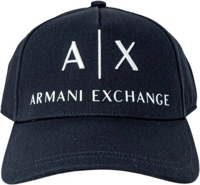 Armani Exchange Blauwe Print Cap met Gesp Sluiting Blue Heren