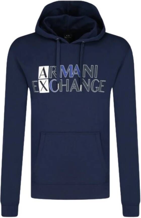 Armani Exchange Blauwe Hoodie van Katoen Blue Heren