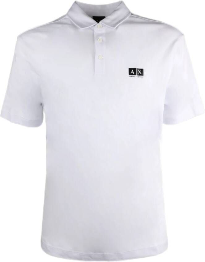 Armani Exchange Katoen Modal Polo Shirt White Heren