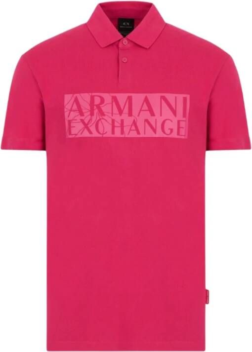 Armani Exchange Klassieke Kraag Polo Shirt Roze Heren