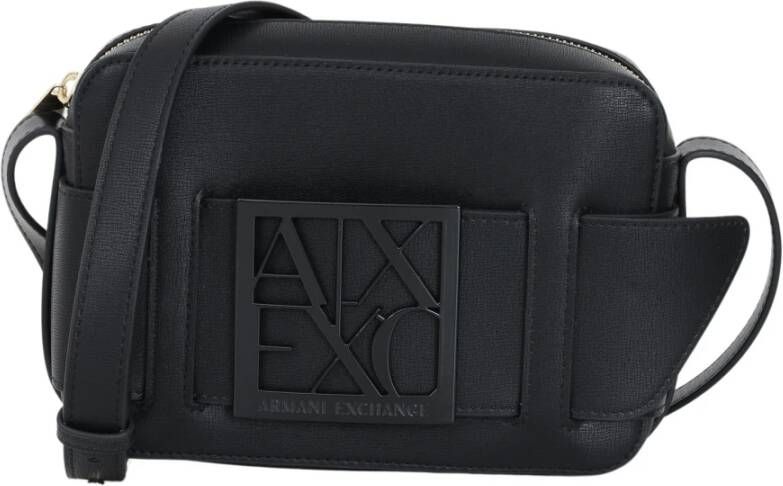 Armani Exchange Kleine schoudertas met rits en logo Zwart Dames