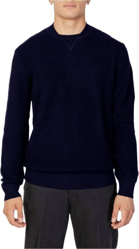 Armani Exchange Round-neck Knitwear Blauw Heren