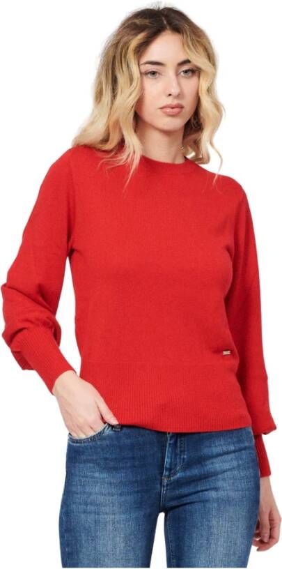 Armani Exchange Rode trui met lange mouwen en geribde boorden Red Dames