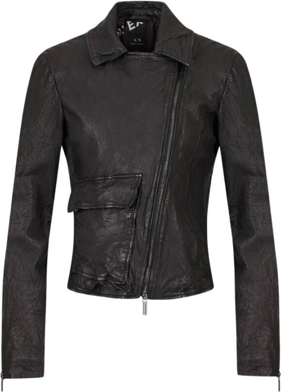 Armani Exchange Leather Jackets Zwart Dames