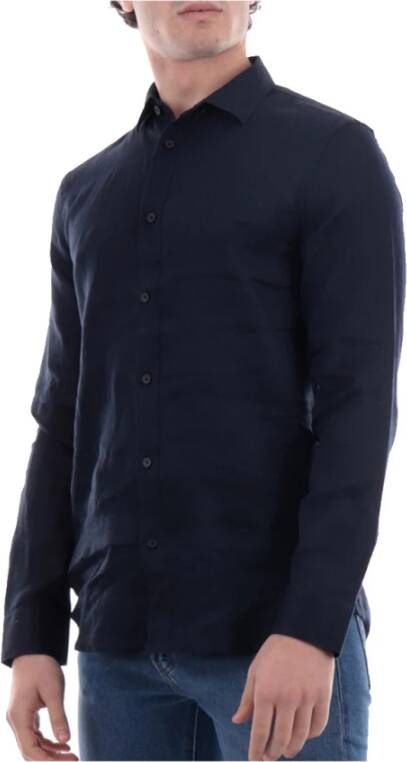 Armani Exchange Linen Shirt Blauw Heren